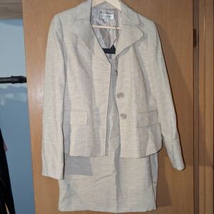 Women's Beige Blazer and Skirt Set